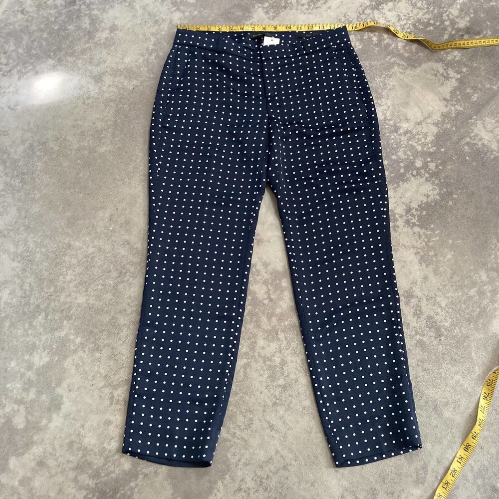 Banana Republic Avery Navy Blue Polka Dot Trouser Pants Womens Size 2R New Flaw